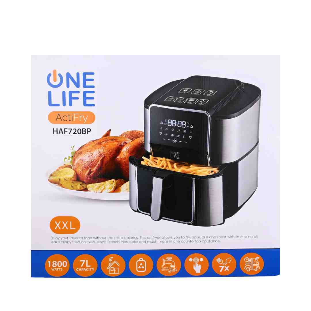 One Life HAF720BP Air Fryer 7 Liter 1800-Watt Digital-Black Silver - Home  Appliance