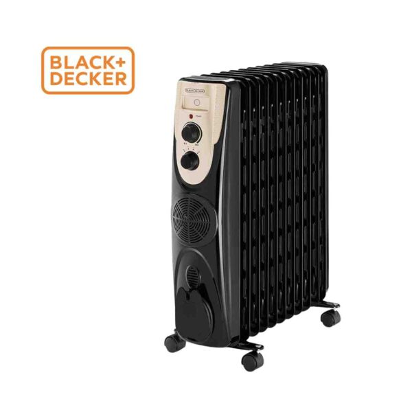 Black& Decker Fin Oil Radiator Heater 2500W 11 Fan with Forced OR011FD-B5- Black