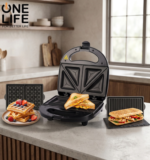 One Life Sandwich Maker, Waffle, Grill 800-Watt SM33SI-Stainless - Image 4