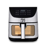 قلاية هوائية من ون لايف HAF730P - سعة 10 لتر، طاقة 2000 واط، شاشة رقمية، أسود/فضي.