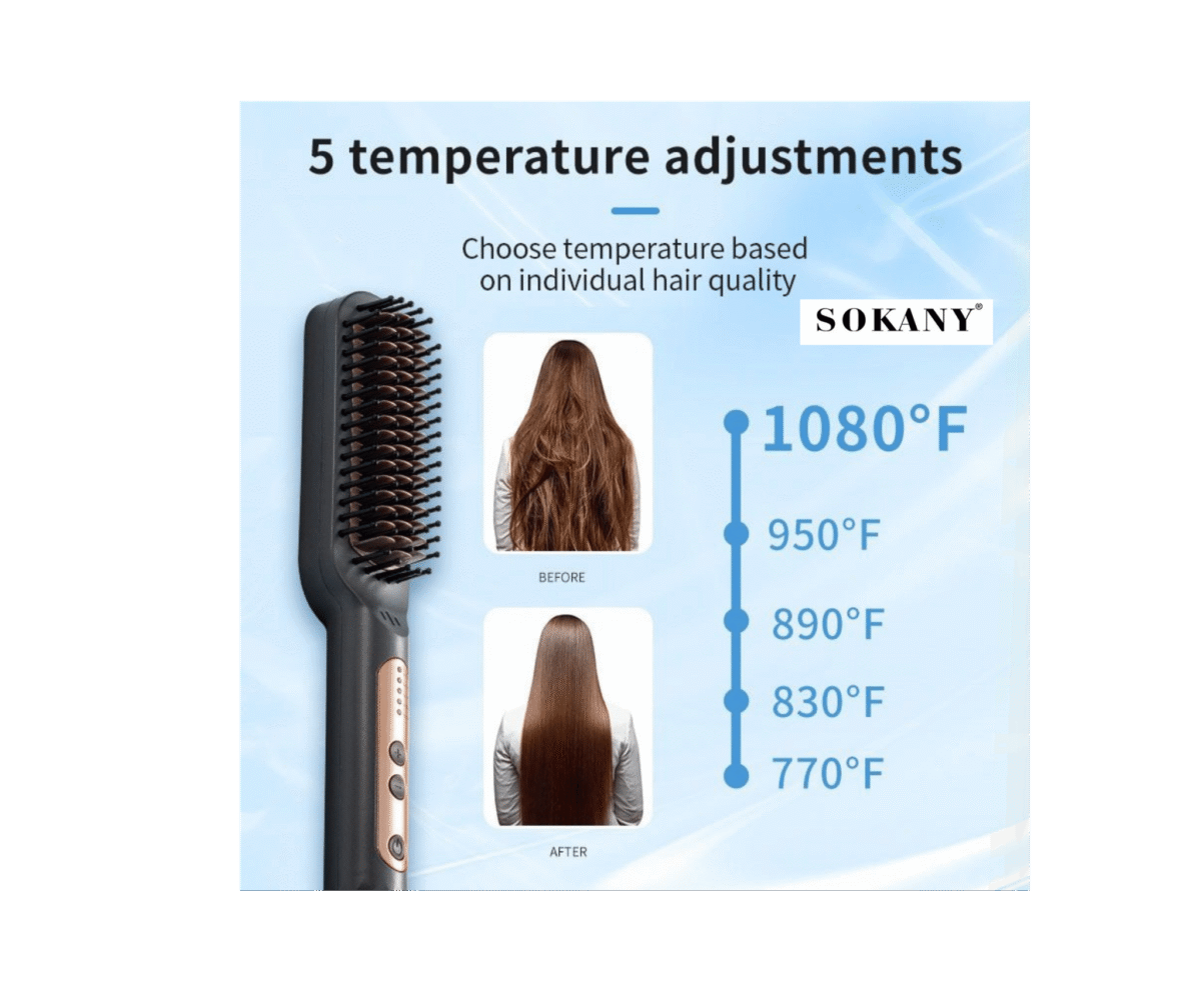 Sokany Hair Straightener Brush, SK-15008 -Rapid Heating - Image 2
