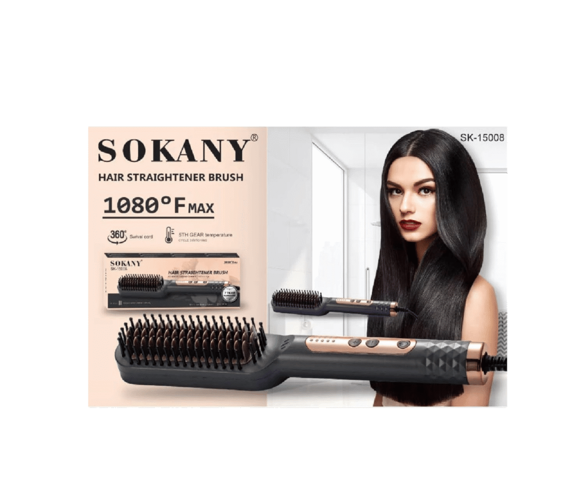 Sokany Hair Straightener Brush, SK-15008 -Rapid Heating - Image 3