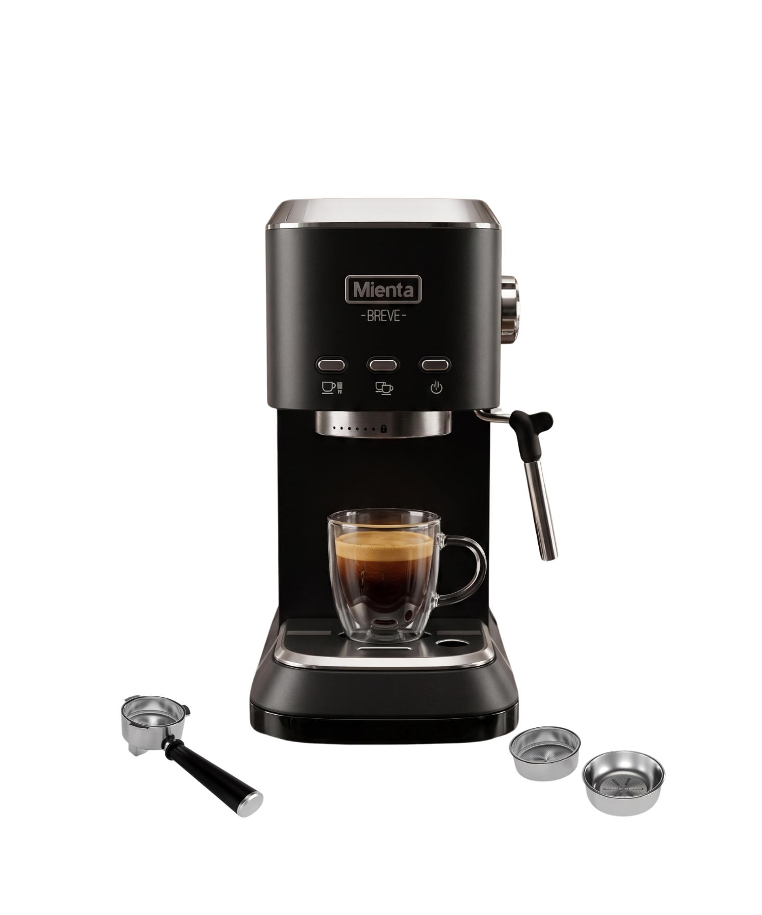 Mienta Breve, Espresso Machine, 15 black, CM31916A-red amara onlinestore ماكينة تحضير إسبريسو وكابتشينو بريف ميانتا 15 بار، احمر، موديل CM31916A (Copy) - الصورة 1
