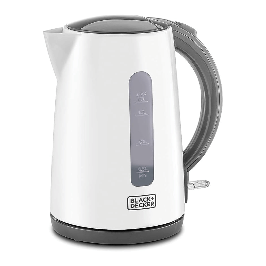 Black + Decker Electric Kettle plastic 2200 Watt 1.7 Liter White – JC70 - Amara