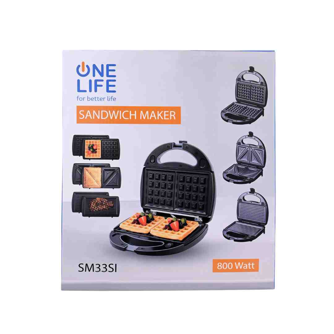 One Life Sandwich Maker Waffle Grill SM33SI- 800 Watt-Stainless amara onlinestore (3)