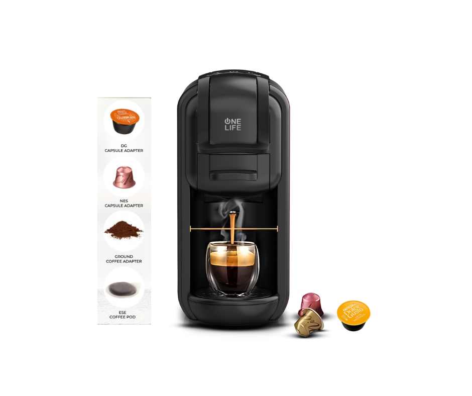 One life Espresso Machine Multi Capsule Coffee Maker 4 in 1 ES90RB -Red & Black amara onlinestore-1