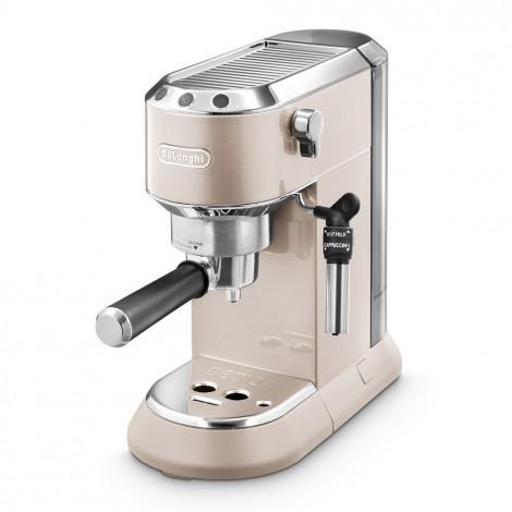ماكينة صنع القهوة De'Longhi DEDICA METALLICS مضخة باريستا يدوية ماكينة صنع قهوة الإسبريسو مع رغوة الحليب ومجموعة باريستا (إبريق رغوة + عبث) EC785.BG بيج