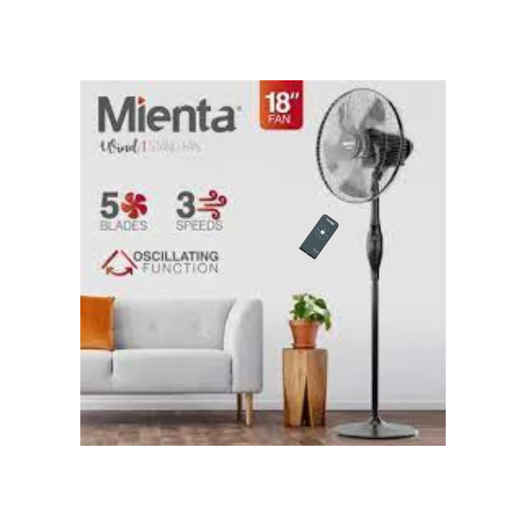 Mienta Stand Fan-18 Inch- 3 Speeds Remote Control SF351038A-Black amara onlinestor